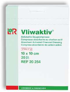 VLIWAKTIV STERIL 10 X 10 CM (20DB/DOBOZ) 20254 AKTÍV SZÉNTARTALMÚ SZÍVÓPÁRNA (LOHMANN) - 450101005.10X10