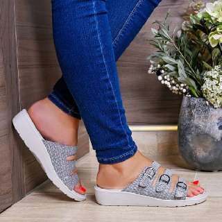 Batz Premium 3BCS Comfort Női Papucs Szürke-Mix Fehér 36-41