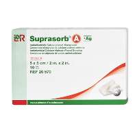 SUPRASORB A + AG ANTIMIKROBÁLIS KÁLCIUM+EZÜST ALGINÁT 5X5 CM SEBFEDŐ KÖTSZER (LOHMANN) 10DB/DOBOZ - 450101032.AG5X5