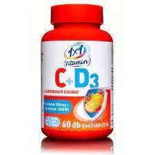 1X1 VITADAY C VITAMIN 500 MG +D3 1000NE 60 DB-OS RÁGÓTABLETTA  - 050101000.10